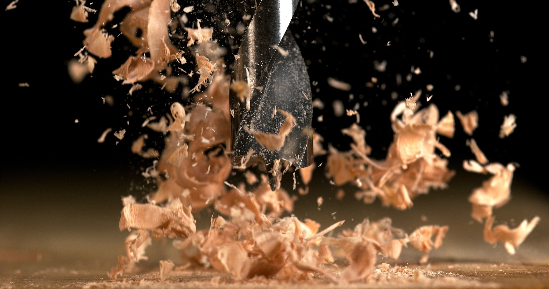 Wood Chip Turning on a Wood Board, Making Chips